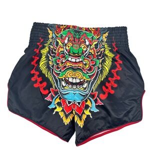 New Fairtex Muay Thai Shorts Mens L Black Dragon Graphic Kickboxing MMA Combat